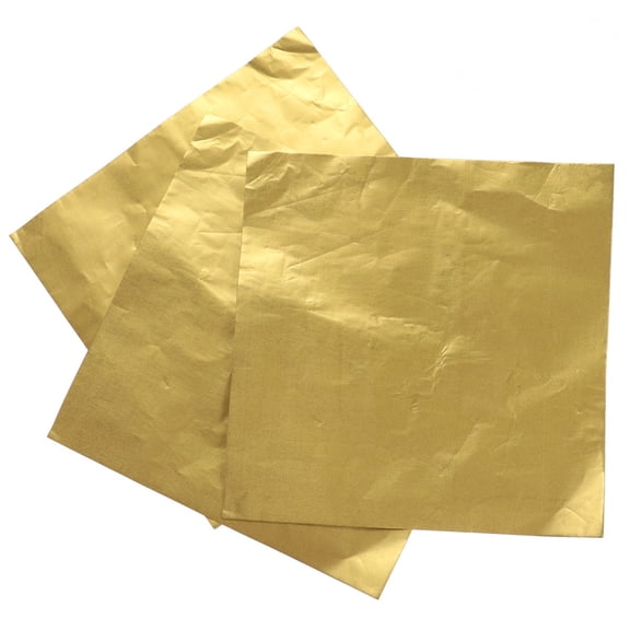 KONTONTY 100Pcs Golden Aluminium Foil Paper Wrapping Paper for Candy and Chocolate Packaging