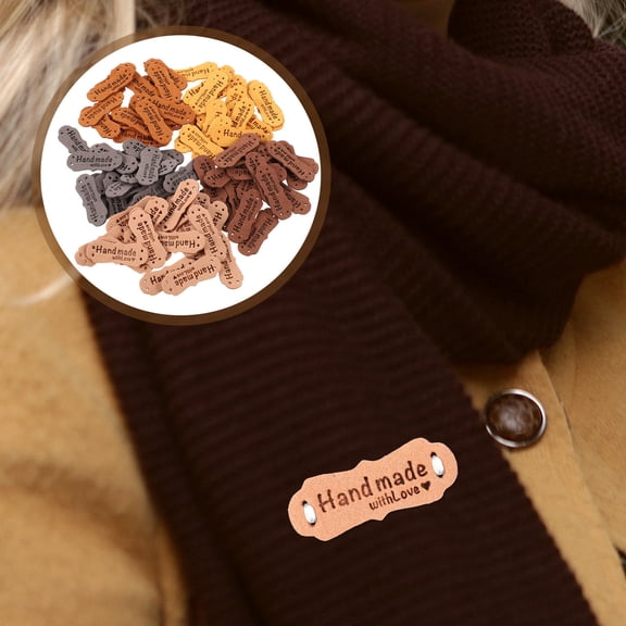 KONTONTY Sewing Label Clothing Embossed Label Chocolate Brown 100Pcs