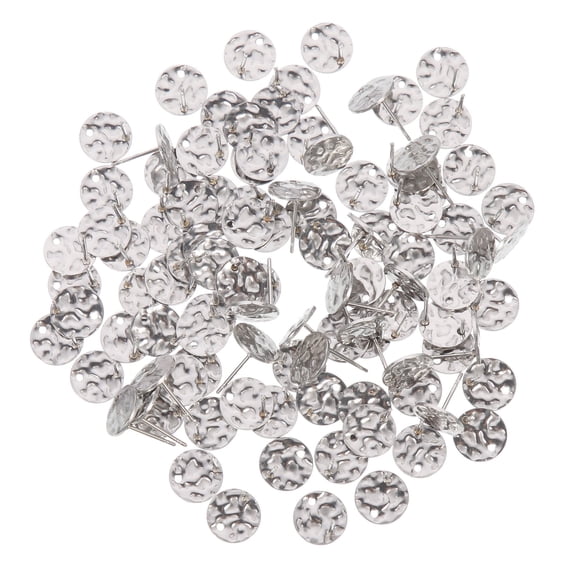 KONTONTY 100Pcs Stainless Steel Plated Silver Flat Round Earring Posts with Hole for DIY Jewelry Making