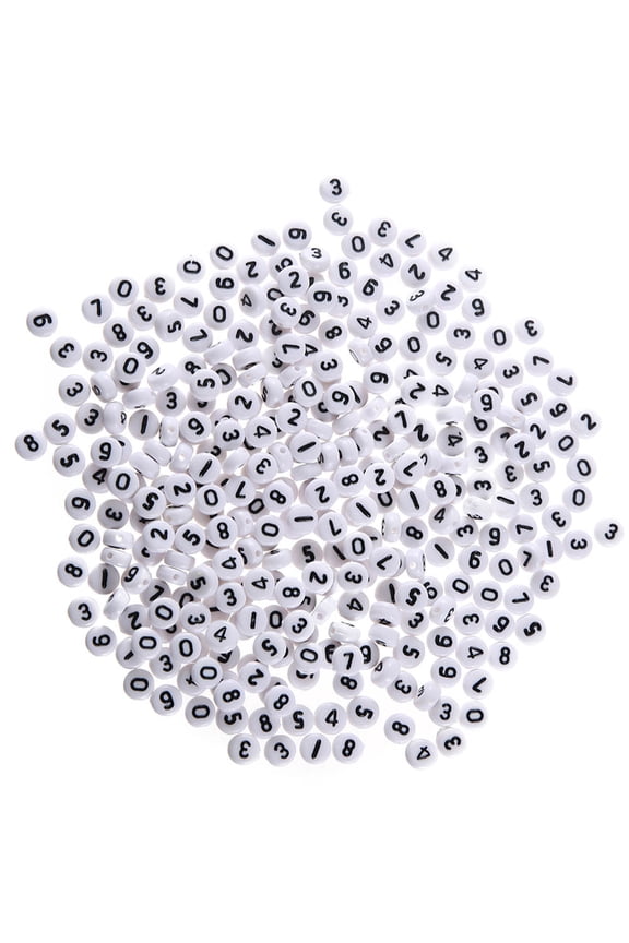 100Pcs Number Beads Acrylic Loose Round Beads Keychain Accessories
