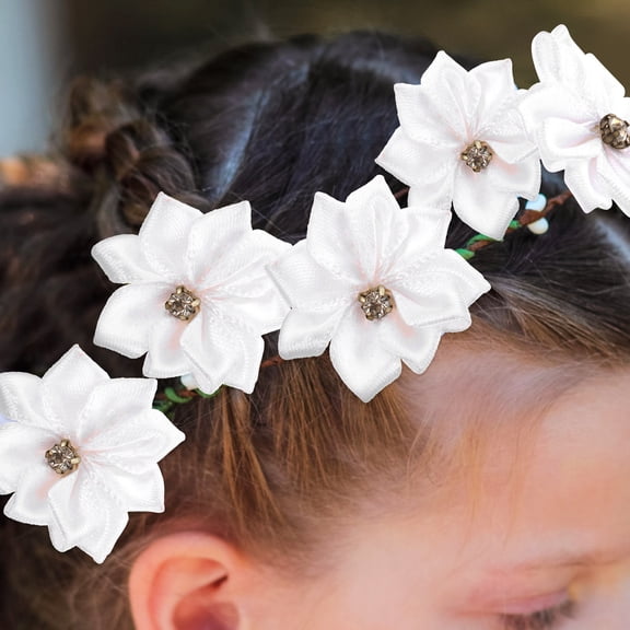 KONTONTY 100Pcs Mini Flower Heads Hair Clip Flower for Party Headwear Decoration