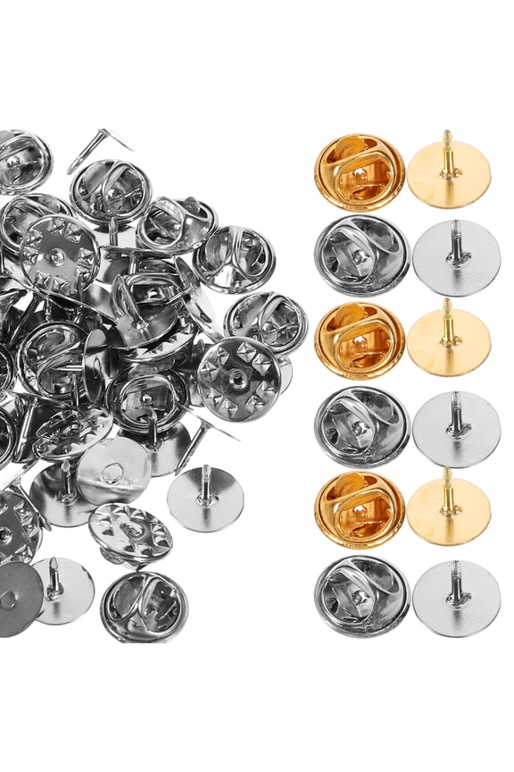 100 Sets Pin Locking Back Clutches for Badge and Lapel Pins, Craft Accessories