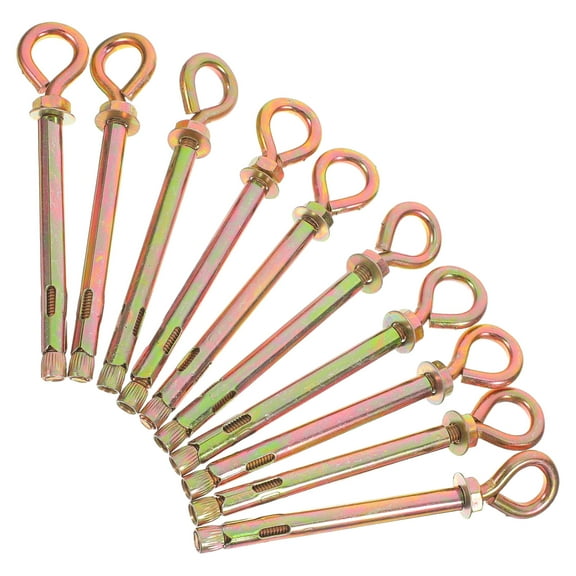 KONTONTY 10PCS Expansion Eye Bolts Heavy Duty Swing Hangers Metal Expansion Bolts for Drywall Concrete Anchor Hammock Hooks Outdoor Hardware
