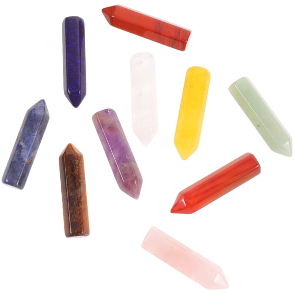 KONTONTY 10Pcs Assorted Color Crystal Pillar Decoration Stones for Meditation and Table Display