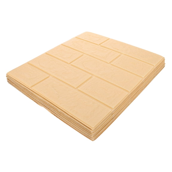 KONTONTY 10-Pack Beige 3D Brick Pattern Wall Panels Made from XPE Material for Home Decor