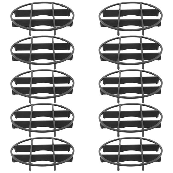 KONTONTY 10Pcs Flowerpot Bottom Cushions Black Plastic Water Drainage Pads for Potted Plants