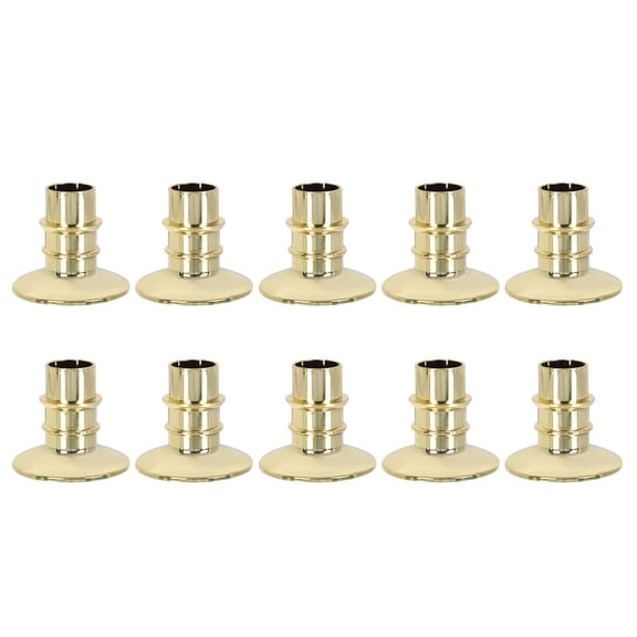 KONTONTY 10Pcs Golden Plastic Candlestick for Decorative Use with Hollow Out Design and Fine Details