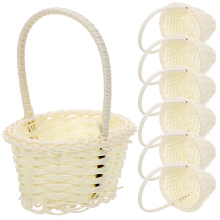 KONTONTY 10Pcs Mini House Basket White Bamboo Decoration for Dollhouse Accessories during Baby Showers
