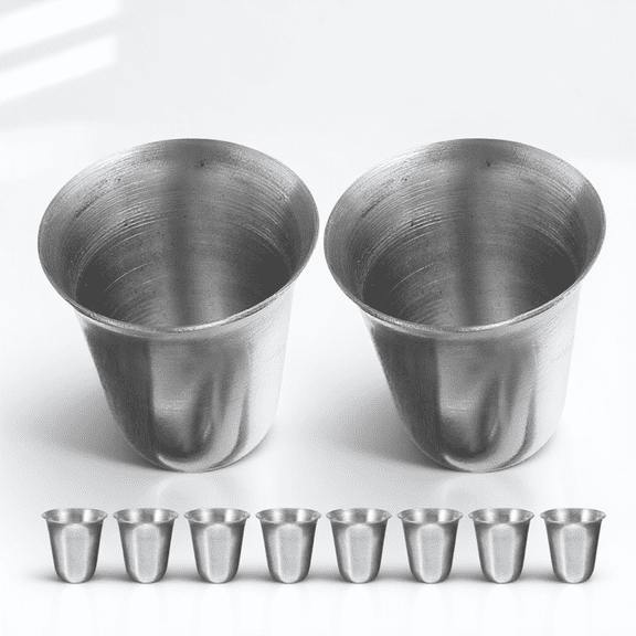 KONTONTY 10pcs Stainless Steel Shot Cups Silver Stackable for Adults Use