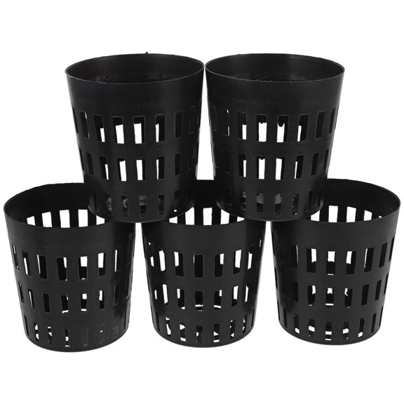 KONTONTY 10Pcs Reusable Hydroponic Net Pots Black Plastic Buckets for Home Aquatic Plant Growing