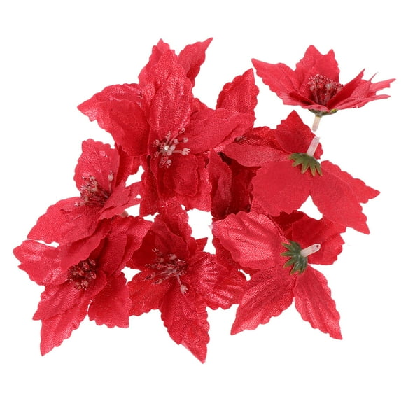 KONTONTY 10Pcs Red Simulated Flower Decor Christmas Tree Adornments for Party and Home