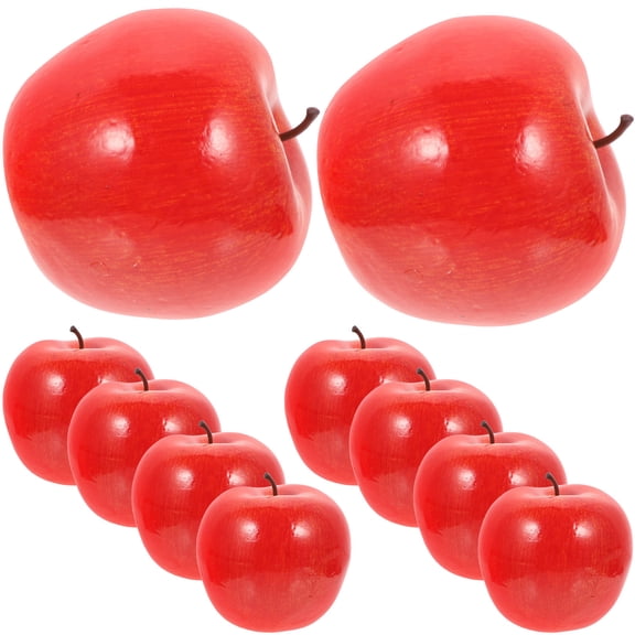 KONTONTY 10Pcs Artificial Apples Decor Red Lifelike Fruit Model Ornament for Kitchen Shop Photography
