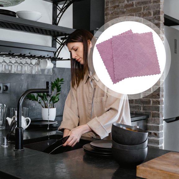 KONTONTY 10Pcs Sturdy Violet Kitchen Dish Cloth High Absorption