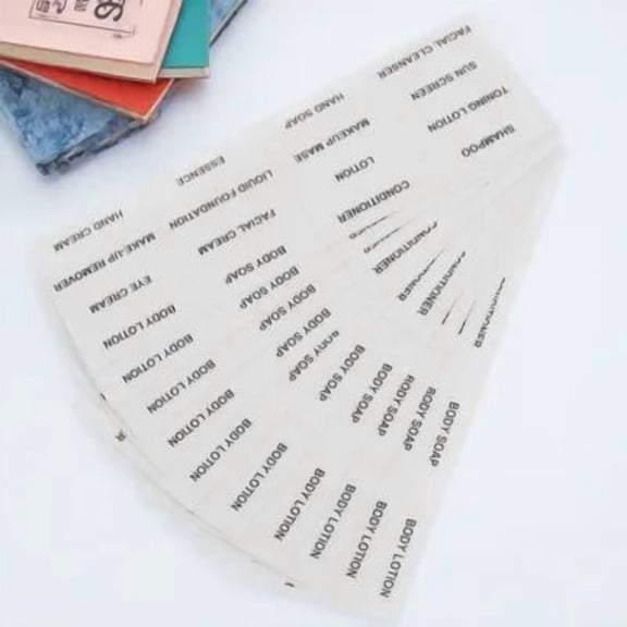 KONTONTY 10Pcs Self Adhesive Storage Bin Labels Easy Remove Cosmetic Dispenser Stickers