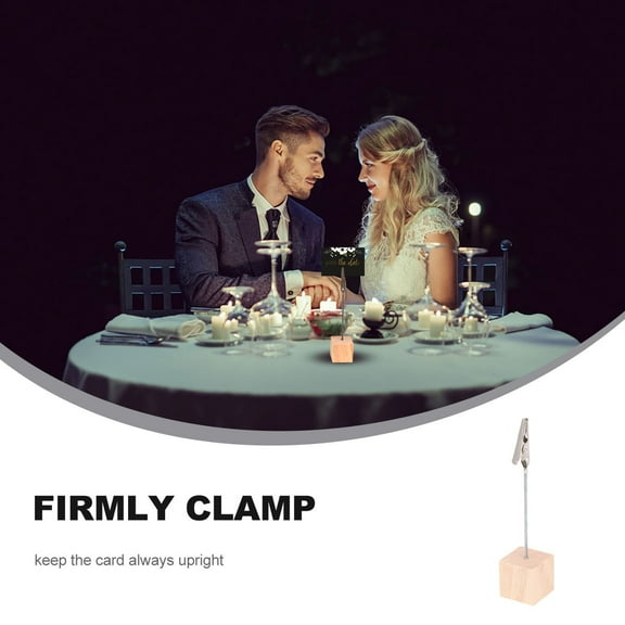 KONTONTY 10Pcs Wood Color Memo Holder for Adults at Events 4.7in Pine Wood Cube Base