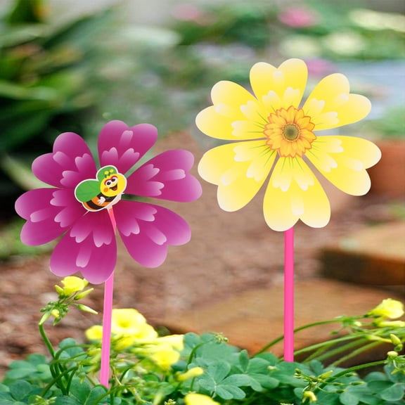 KONTONTY 10Pcs Outdoor Windmill Plastic Winnower Stylish Decoration for Garden Yard