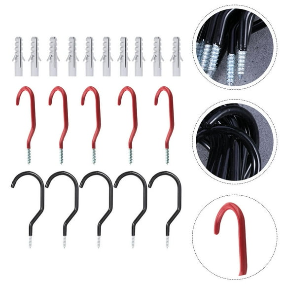 KONTONTY 10Sets Screw in Utility Bike Hooks Durable Steel with Surface Protecting PVC