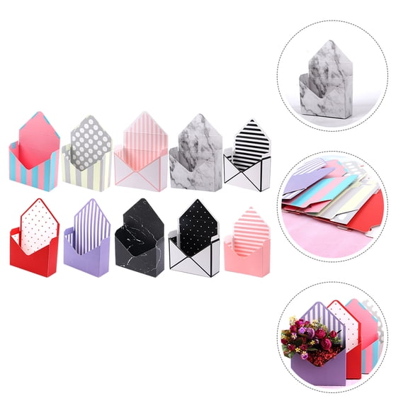 KONTONTY 10Pcs Florist Paper Flower Boxes Assorted Color for Wedding Anniversary and Special Occasions