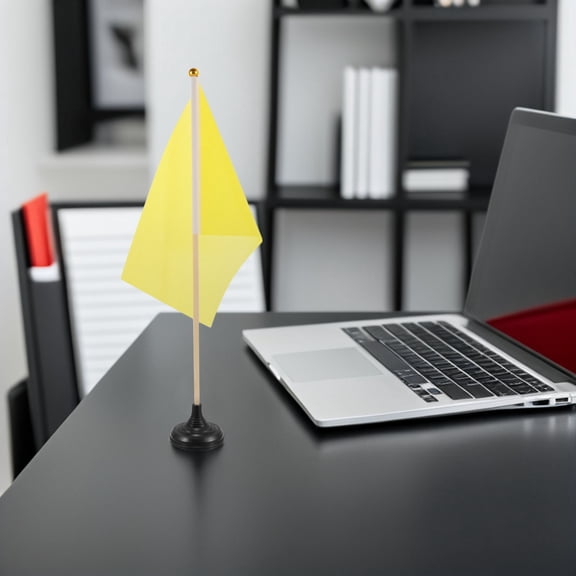 KONTONTY 10pcs Plastic Round Base Table Flag Stands, Mini Desk Flagpole Holders for Office, Classroom, Event Decoration