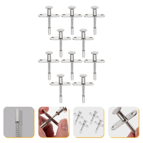 KONTONTY 10Pcs Spring Loaded Plunger Latch Steel Rod for Storage and Cage Use
