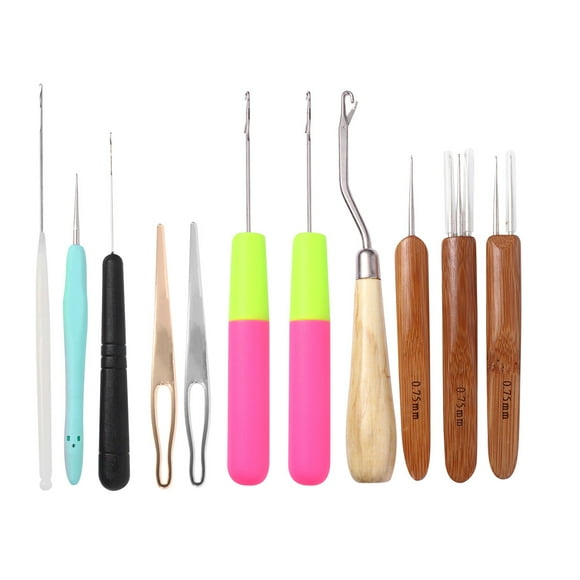 KONTONTY 11Pcs Hair Crochet Needle for Barber Styling Sessions in Assorted Color