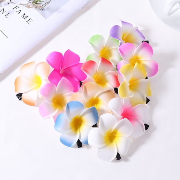 KONTONTY Luau Hair Flower Clips Hair Accessory Assorted Color EVA 12 Colors