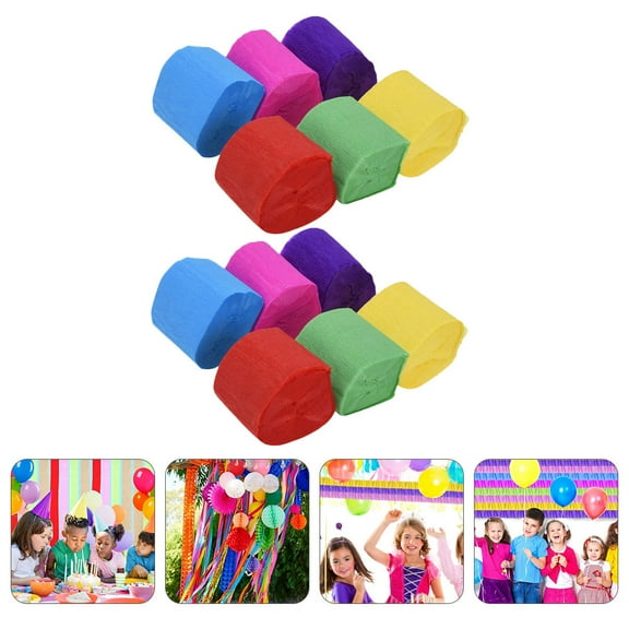 KONTONTY 12 Pcs Crepe Paper Party Streamer Paper Decorations for Birthday Wedding Concert and Various Festivals (9m/Roll)