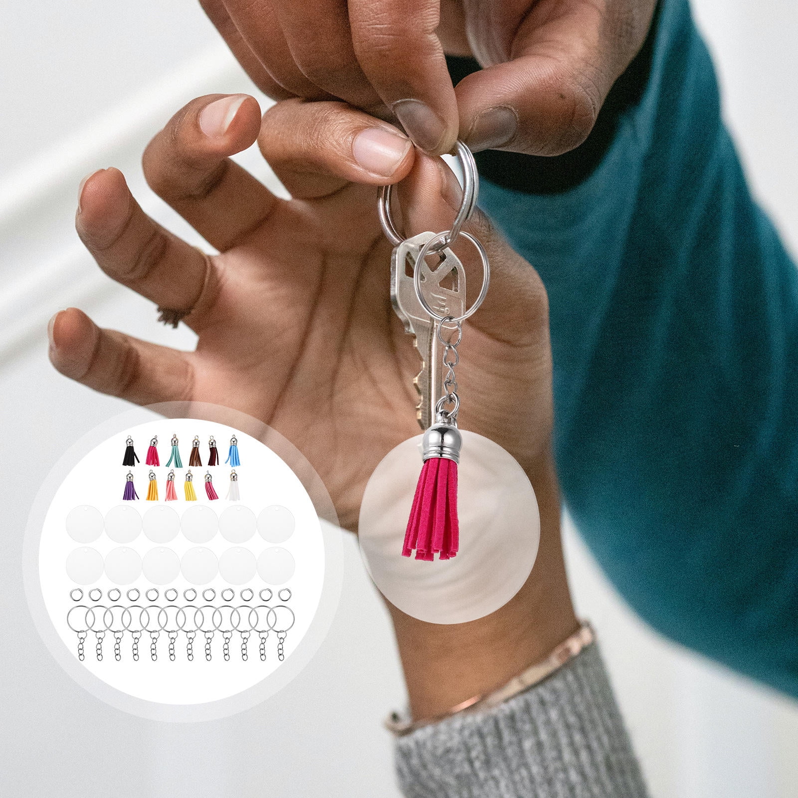KONTONTY 12 Sets Hanging Keychain Kit Decorative Tassel Design Adults ...