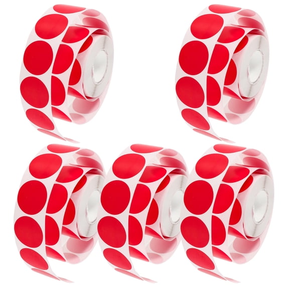 KONTONTY Red Round Adhesive Dot Stickers Roll for Home Use Smooth Writable Labels