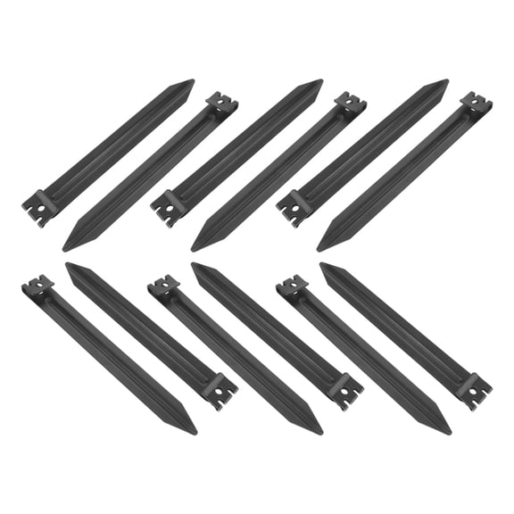 KONTONTY 12Pcs Black Galvanized Garden Edge Stakes for Secure Landscaping Border and Yard Anchoring