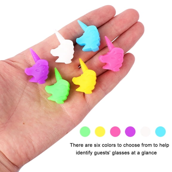 KONTONTY 12-Pack Silicone Drink Markers in Assorted Colors for Party Glass Identification and Easy Use