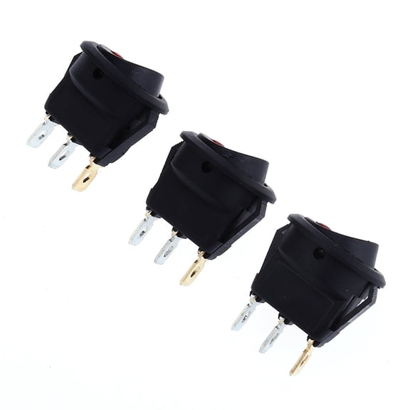 KONTONTY 12Pcs Led Switch Round Rocker Toggle with Dot for Vehicle Use 1.17*0.9*0.9in