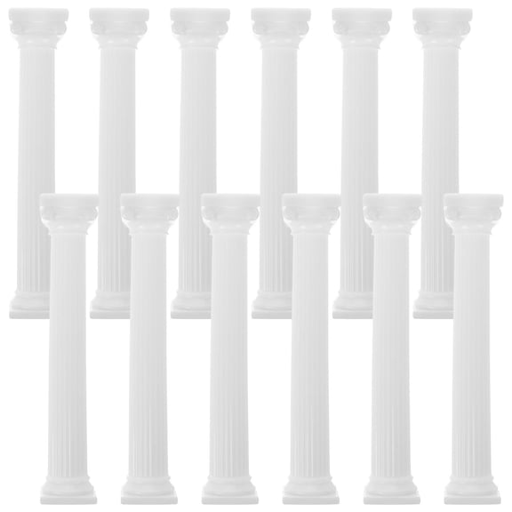 KONTONTY 12Pcs White Roman Pillar Statue Plastic Photo Prop for Home Interior Decoration