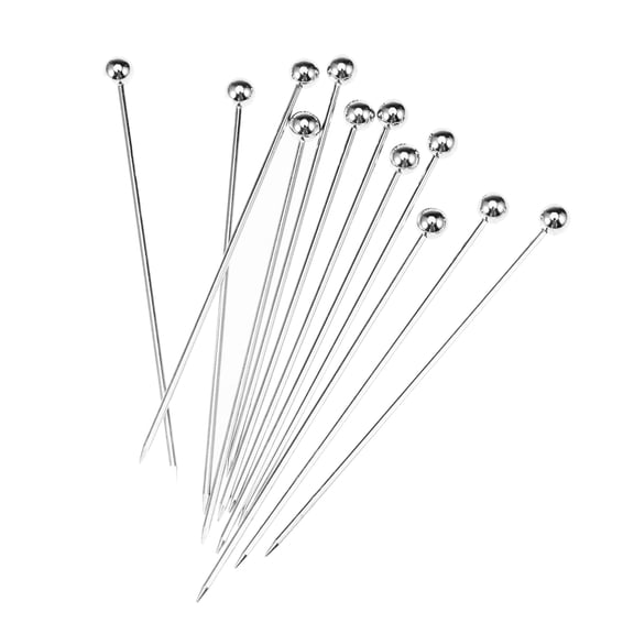 KONTONTY 12Pcs Stainless Steel Fruit Picks for Eating Cocktail Sticks Silver Party Use