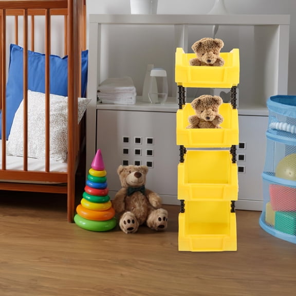 KONTONTY 12Pcs Lightweight Stackable Storage Bins Assorted Color Tool Organizer for Garage