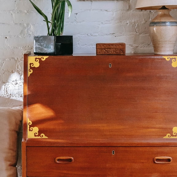 KONTONTY 12Pcs Golden Acrylic 3D Mirror Corner Stickers Self Adhesive Wall Decor for Living Room