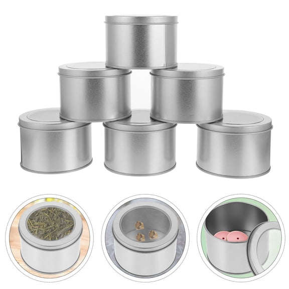 KONTONTY Silver Tinplate Canisters Round Excellent for Jewelry and Storage 12Pcs