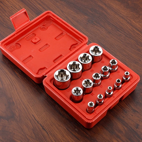 KONTONTY 14-Piece Mechanics Socket Set with Plastic Case for Home, Auto, and