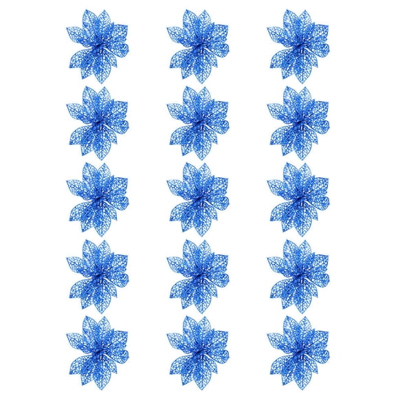 KONTONTY 15Pcs Blue Decorative Imitation Flowers for Christmas Simulation and Festive Gathering Decor