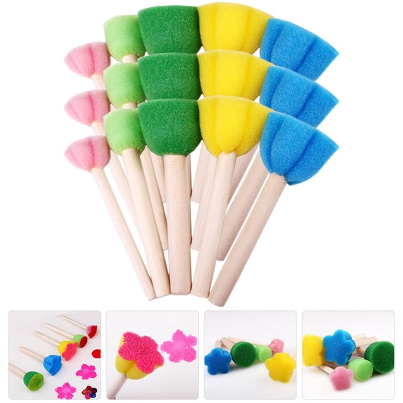 KONTONTY 15Pcs Premium Painting Sponge Brushes for Acrylic Watercolor and Oil Art
