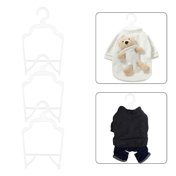 KONTONTY 15Pcs White Plastic Pet Clothes Hangers Lightweight Dog Costume Storage Solution