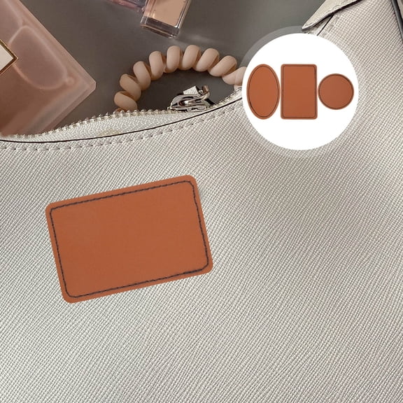 KONTONTY 15pcs Blank PU Leatherette Label Patches for Hats, Bags, Clothing, Crafts with Various Shapes Included