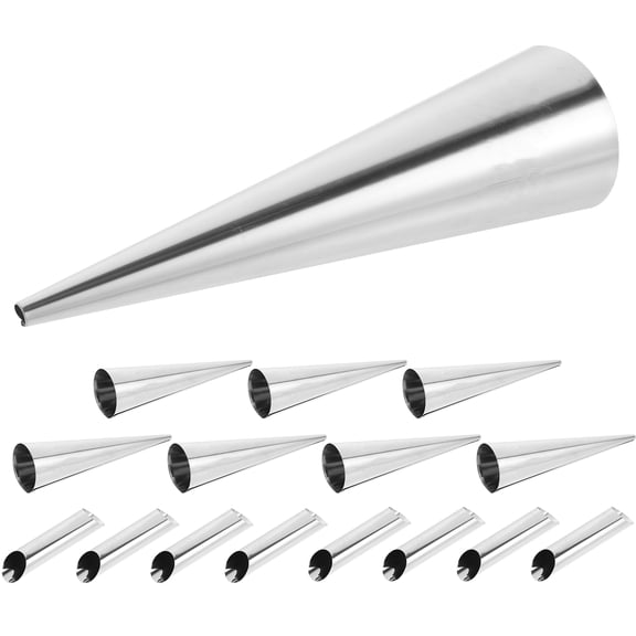 KONTONTY 16Pcs Stainless Steel Cone Croissant Mold Plated Silver Reusable Bread Baking Tool