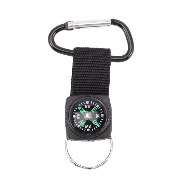 KONTONTY 18-Piece Black Compass Keychain Set with Webbing Fabric and Aluminum Alloy for Outdoor Hiking Camping