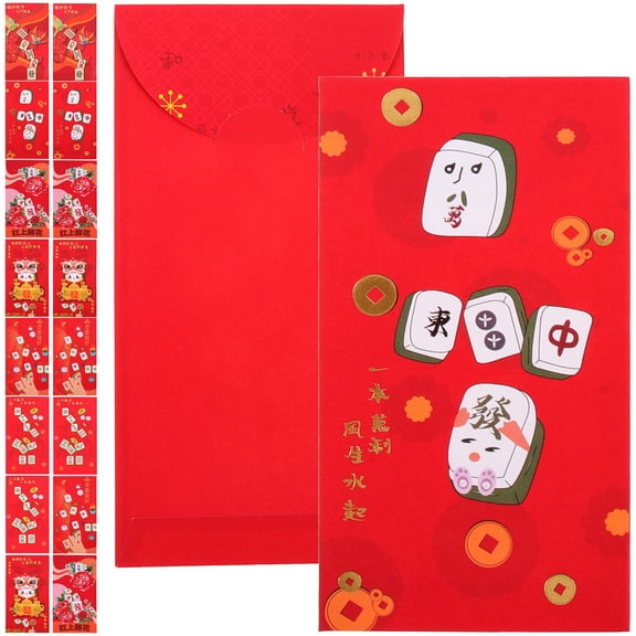 KONTONTY 18pcs Chinese Good Luck Red Envelope Red Paper Celebrations Blessing Gifting