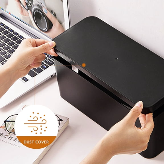 KONTONTY 1Pc Home Cable Organizer Box Black Plastic with Detachable Cover and Hollow Sides