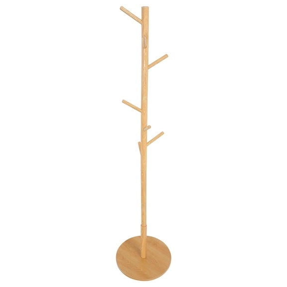 KONTONTY 1Pc Sturdy Wood Clothes Rack Tree Coat Stand for Bedroom and Hall