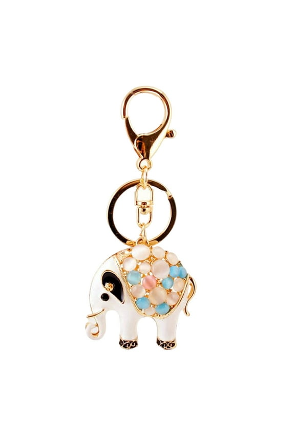 1Pack Elephant Rhinestone Key Ring Stylish Design Zinc Alloy Key Holder For