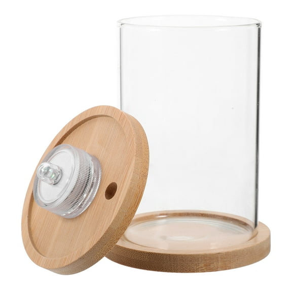 KONTONTY LED Aquarium Kit with Crystal Clear Glass and Pine Wood Frame, Desk Betta Fish Tank for Home or Office