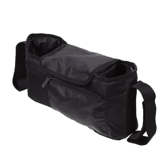 KONTONTY Convenient Hanging Diaper Bag Black Oxford Cloth for Strollers 1Pc